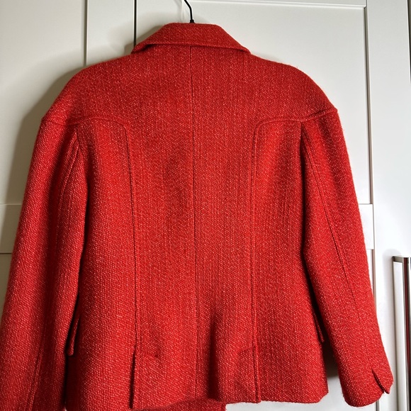 PHILLIPE ADEC Wool Mohair Blend Weave   orange/ red size 4 buttons lined grandma - Picture 7 of 16
